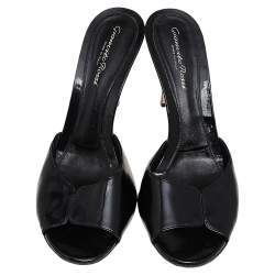 Pre Owned Gianvito Rossi Black Patent Leather Slide Sandals Size 40