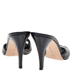 Pre Owned Gianvito Rossi Black Patent Leather Slide Sandals Size 40