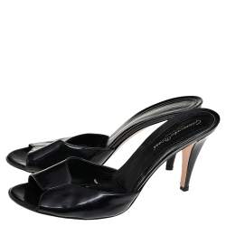 Pre Owned Gianvito Rossi Black Patent Leather Slide Sandals Size 40