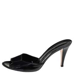 Pre Owned Gianvito Rossi Black Patent Leather Slide Sandals Size 40