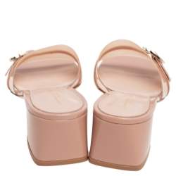 Pre Owned Gianvito Rossi Beige Patent Leather and PVC Gemini Slide Block Heel Sandals Size 41