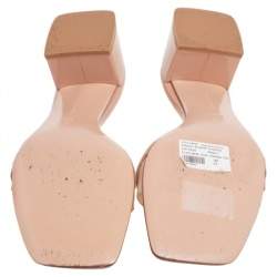 Pre Owned Gianvito Rossi Beige Patent Leather and PVC Gemini Slide Block Heel Sandals Size 41