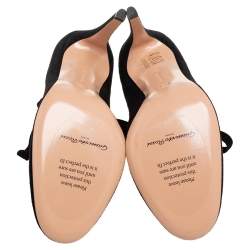 Pre Owned Gianvito Rossi Black Suede Round Toe Ankle Wrap Pumps Size 39