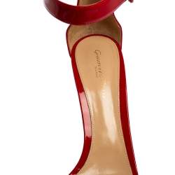 Pre Owned Gianvito Rossi Red Patent Leather Natalie Ankle Strap Sandals Size 40.5