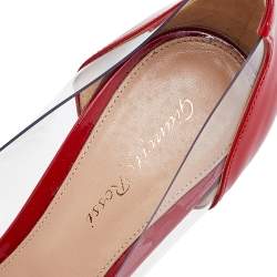 Pre Owned Gianvito Rossi Red Patent Leather And PVC Plexi Pointed Toe Pumps Size 40