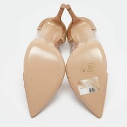 Pre Owned Gianvito Rossi Gold Glitters And PVC Plexi Pointed Toe Pumps Size 37.5