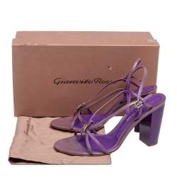 Pre Owned Gianvito Rossi Purple/Brown Patent Leather Slingback Sandals Size 37.5