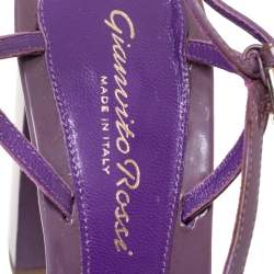 Pre Owned Gianvito Rossi Purple/Brown Patent Leather Slingback Sandals Size 37.5