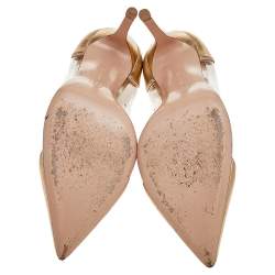 Pre Owned Gianvito Rossi Gold Leather And PVC Plexi Pumps Size 38