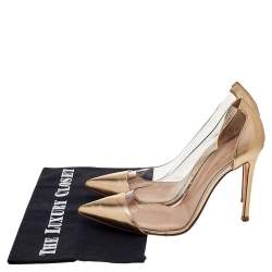 Pre Owned Gianvito Rossi Gold Leather And PVC Plexi Pumps Size 38