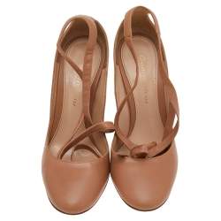 Pre Owned Gianvito Rossi Beige Leather Tie Up Sandals Size 35