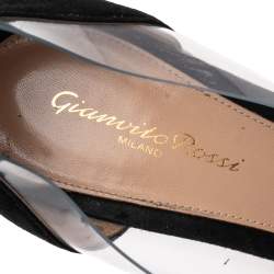 Pre Owned Gianvito Rossi Black Suede and PVC Plexi Pointed Toe Pumps Size 40