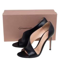 Pre Owned Gianvito Rossi Black Leather Demi Cut Out Pumps Size 37.5
