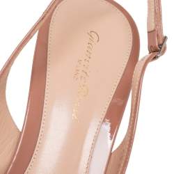 Pre Owned Gianvito Rossi Beige Patent Leather Anna Slingback Pumps Size 40.5