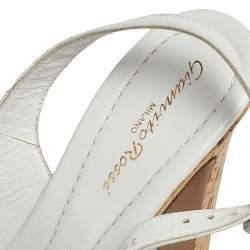 Gianvito Rossi White Leather Cork Platform Slingback Sandals Sie 37