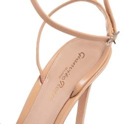 Pre Owned Gianvito Rossi Beige Leather And PVC Plexi Stark Ankle Strap Sandals Size 39.5