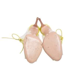 Pre Owned Gianvito Rossi Yellow Leather And PVC Lace Up Open Toe Sandals Size 40