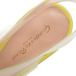 Pre Owned Gianvito Rossi Yellow Leather And PVC Lace Up Open Toe Sandals Size 40