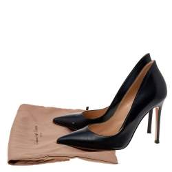 Pre Owned Gianvito Rossi Black Leather Pointed Toe Pumps Size 36.5