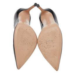 Pre Owned Gianvito Rossi Black Leather Pointed Toe Pumps Size 36.5