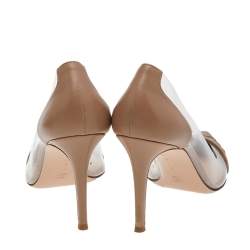 Pre Owned Gianvito Rossi Beige Python Leather And PVC Plexi Pumps Size 41