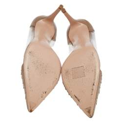 Pre Owned Gianvito Rossi Beige Python Leather And PVC Plexi Pumps Size 41