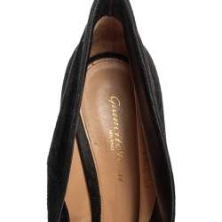 Pre Owned Gianvito Rossi Black Suede Vamp Peep Toe Booties Size 39