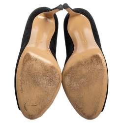 Pre Owned Gianvito Rossi Black Suede Vamp Peep Toe Booties Size 39