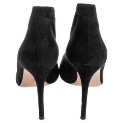 Pre Owned Gianvito Rossi Black Suede Vamp Peep Toe Booties Size 39