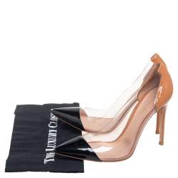 Pre Owned Gianvito Rossi Beige/Black Patent Leather and PVC Plexi Pumps Size 40