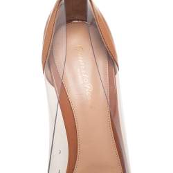 Pre Owned Gianvito Rossi Beige/Black Patent Leather and PVC Plexi Pumps Size 40