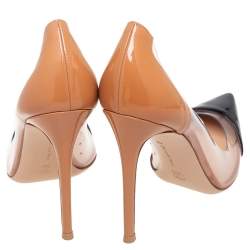 Pre Owned Gianvito Rossi Beige/Black Patent Leather and PVC Plexi Pumps Size 40