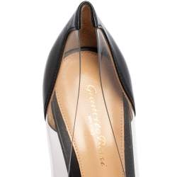 Pre Owned Gianvito Rossi Black Leather And PVC Plexi Pointed Toe Pumps Size 40