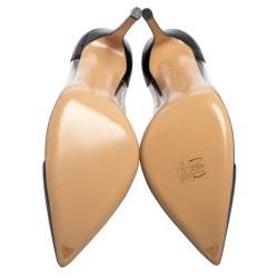 Pre Owned Gianvito Rossi Black Leather And PVC Plexi Pointed Toe Pumps Size 40