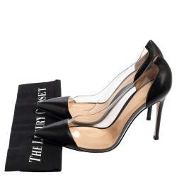 Pre Owned Gianvito Rossi Black Leather And PVC Plexi Pointed Toe Pumps Size 40