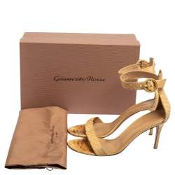 Pre Owned Gianvito Rossi Beige Python Leather Portofino Ankle-Strap Sandals Size 39