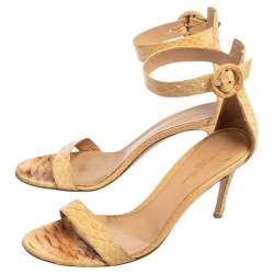 Pre Owned Gianvito Rossi Beige Python Leather Portofino Ankle-Strap Sandals Size 39