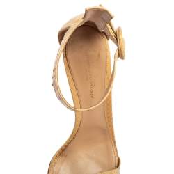 Pre Owned Gianvito Rossi Beige Python Leather Portofino Ankle-Strap Sandals Size 39