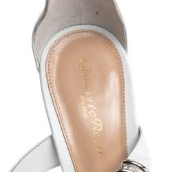 Pre Owned Gianvito Rossi White Leather Belted Ankle-Strap Sandals Size 38.5