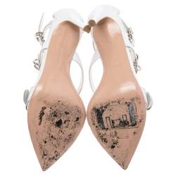 Pre Owned Gianvito Rossi White Leather Belted Ankle-Strap Sandals Size 38.5