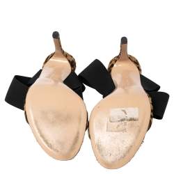 Pre Owned Gianvito Rossi Beige/Brown Leopard Print Calf Hair And Elastic Fabric Ankle Wrap Sandals Size 36