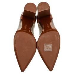 Pre Owned Gianvito Rossi Brown/Transparent Leather and PVC Pointed Toe Block Heel Pumps Size 38