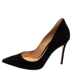Pre Owned Gianvito Rossi Black Suede Pointed-Toe Pumps Size 40.5