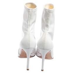 Pre Owned Gianvito Rossi White Patent Leather Imogen Pointed Toe Ankle Booties Size 38.5