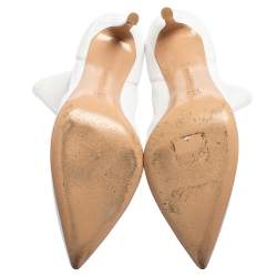 Pre Owned Gianvito Rossi White Patent Leather Imogen Pointed Toe Ankle Booties Size 38.5