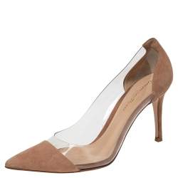 Pre Owned Gianvito Rossi Nude Pink Suede and PVC Plexi Pumps Size 36