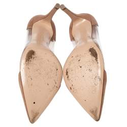 Pre Owned Gianvito Rossi Nude Pink Suede and PVC Plexi Pumps Size 36