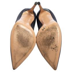 Pre Owned Gianvito Rossi Grey Satin Pointed-Toe Pumps Size 39.5