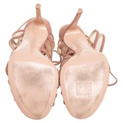 Pre Owned Gianvito Rossi Beige Suede And Net Cage Sandals Size 39