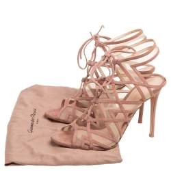 Pre Owned Gianvito Rossi Beige Suede And Net Cage Sandals Size 39